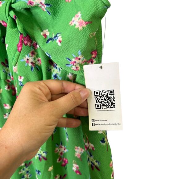 Girls Green Floral Hi-Low Sundress Size 7 Sleeveless‎ V Neck Summer Casual - Picture 6 of 8